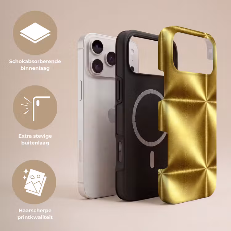 Telefoonhoesje Toughcase - Textuur - Geborsteld Goud - Industrieel - Metallic — 3