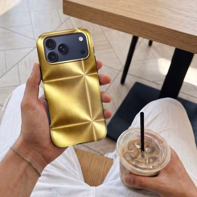 Telefoonhoesje Toughcase - Textuur - Geborsteld Goud - Industrieel - Metallic — 4