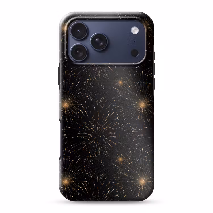 Telefoonhoesje Toughcase - Vuurwerk - Patroon - Feestelijk - Goud - Zwart — 1