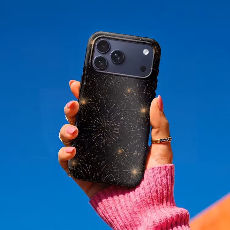 Telefoonhoesje Toughcase - Vuurwerk - Patroon - Feestelijk - Goud - Zwart — 2