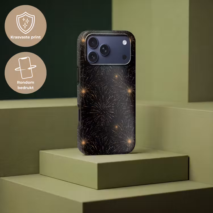 Telefoonhoesje Toughcase - Vuurwerk - Patroon - Feestelijk - Goud - Zwart — 7