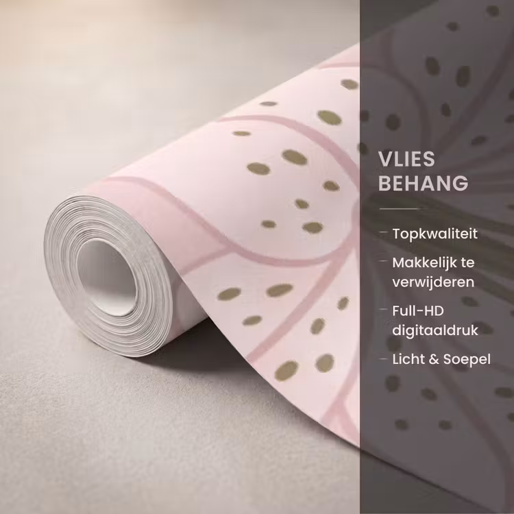 Behang - Kat - Springend - Bloemen - Abstract - Roze — 3