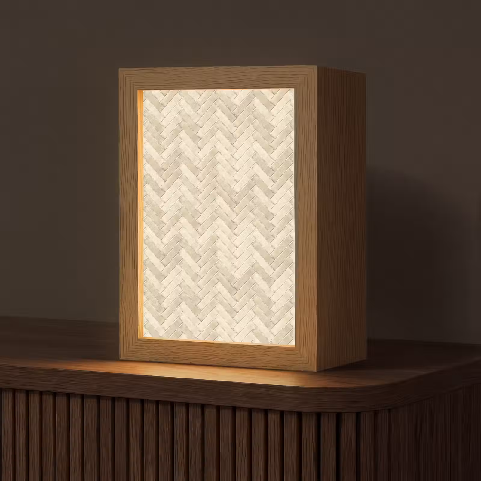 Gepersonaliseerde lightbox - Visgraat - Wandtegel - Licht Beige — 1