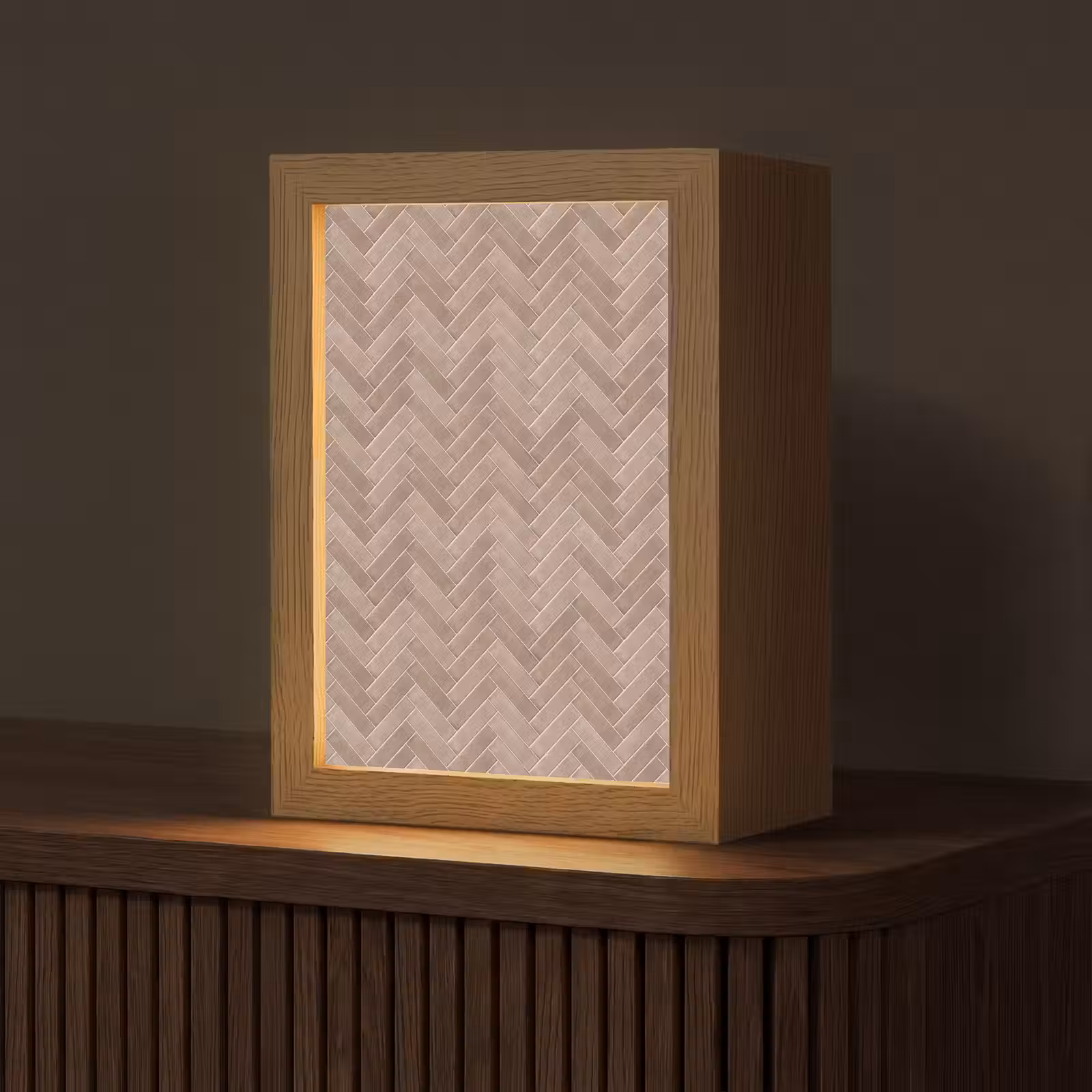 Gepersonaliseerde lightbox - Visgraat - Wandtegel - Oudroze - Terracotta — 1
