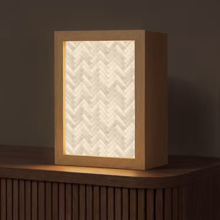 Gepersonaliseerde lightbox - Visgraat - Wandtegel - Licht Beige — 1