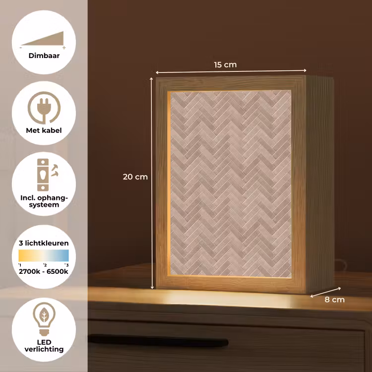 Gepersonaliseerde lightbox - Visgraat - Wandtegel - Oudroze - Terracotta — 7