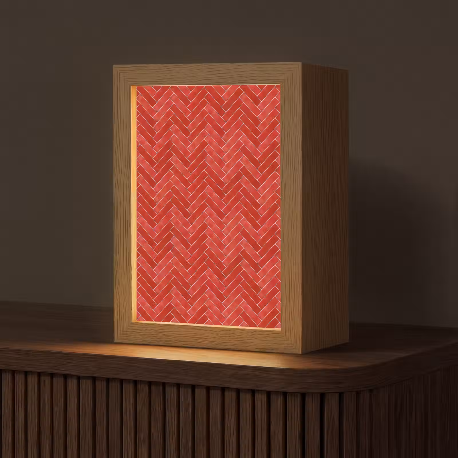 Gepersonaliseerde lightbox - Visgraat - Tegel - Rood — 1