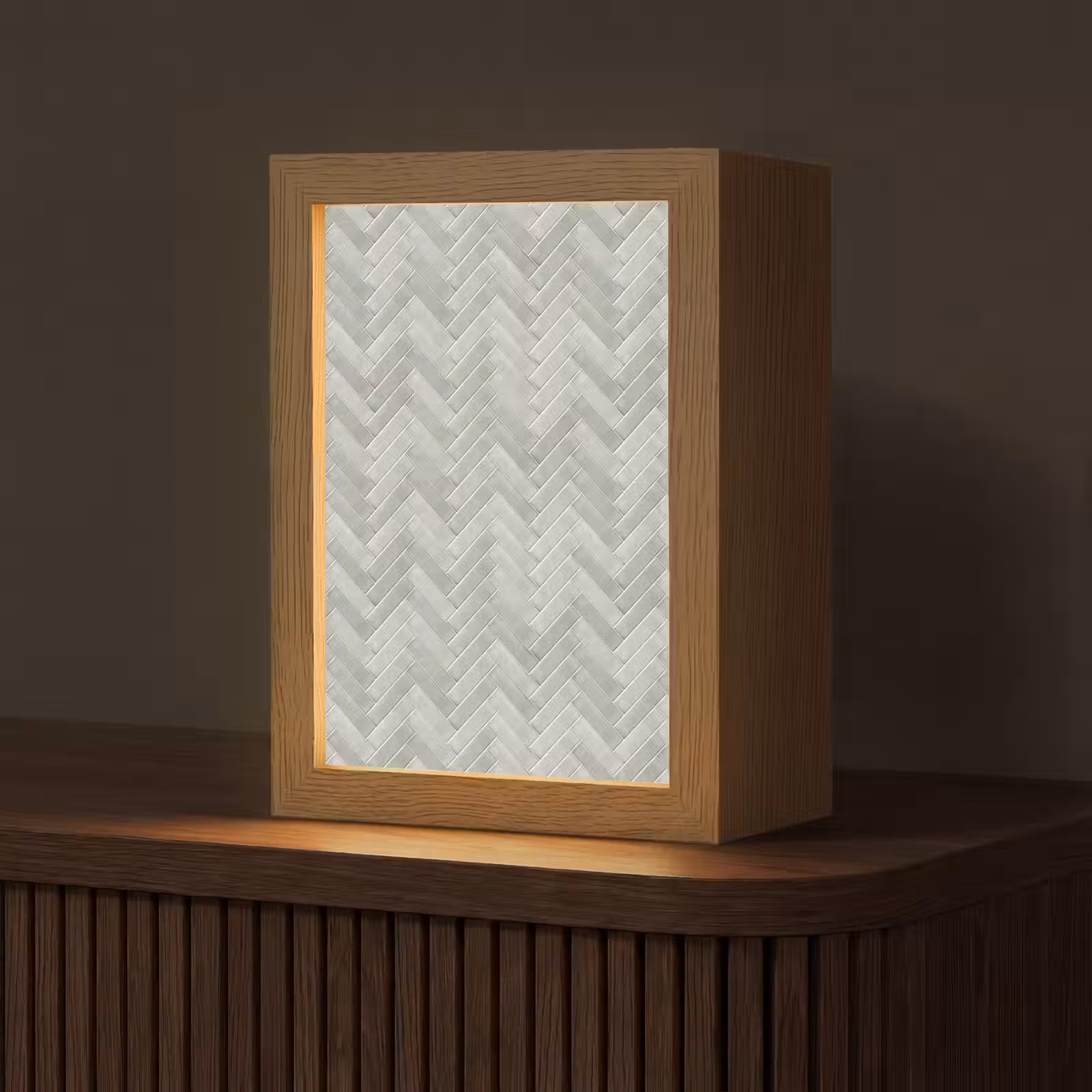 Gepersonaliseerde lightbox - Visgraat - Wandtegel - Grijs — 1