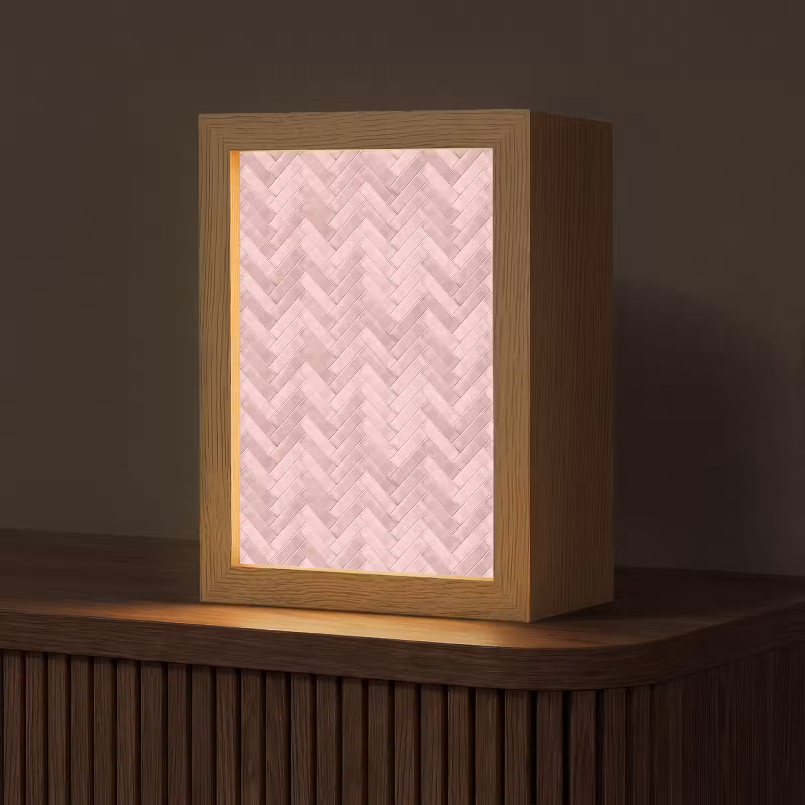 Gepersonaliseerde lightbox - Visgraat - Wandtegel - Lichtroze — 1