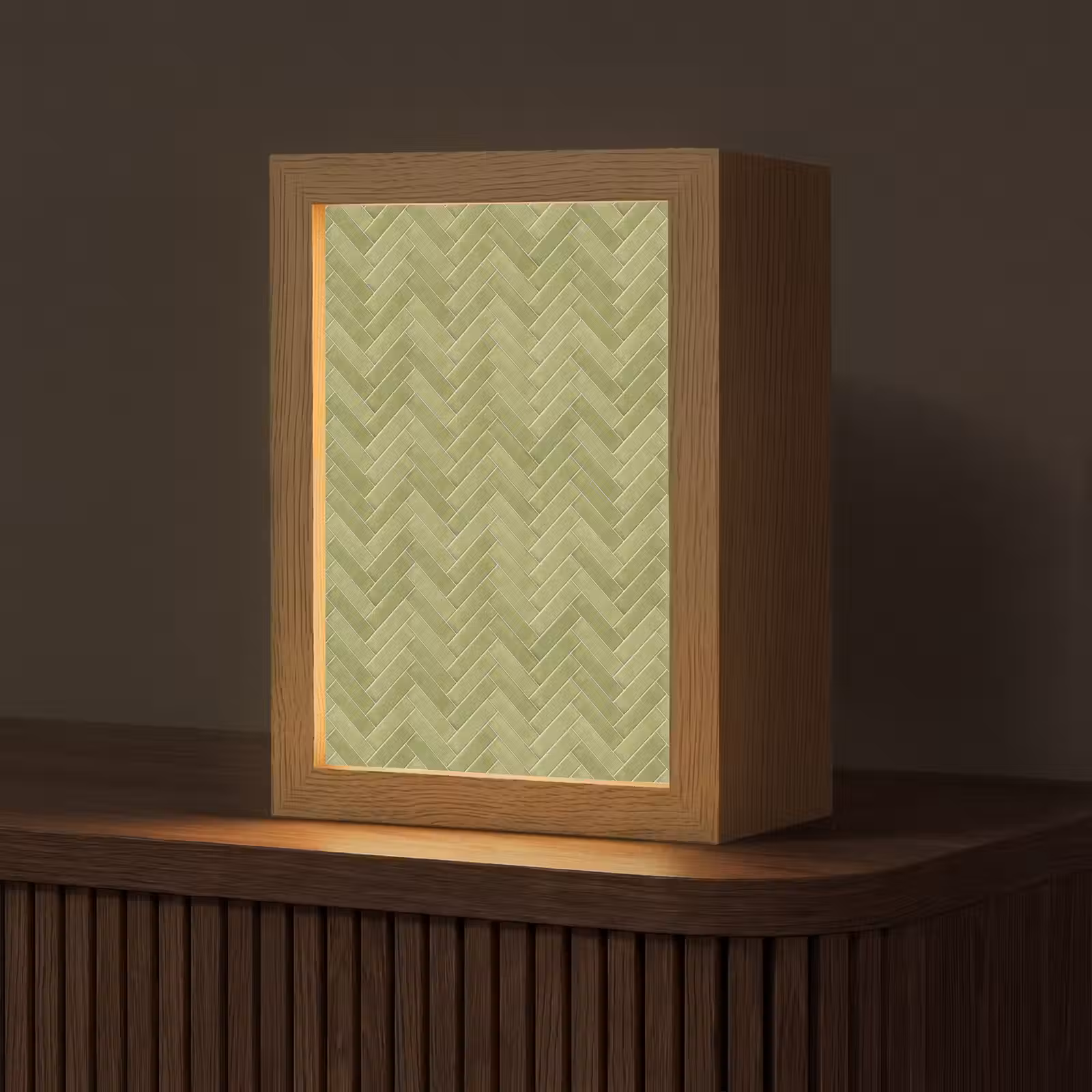 Gepersonaliseerde lightbox - Visgraat - Wandtegel - Olijfgroen — 1