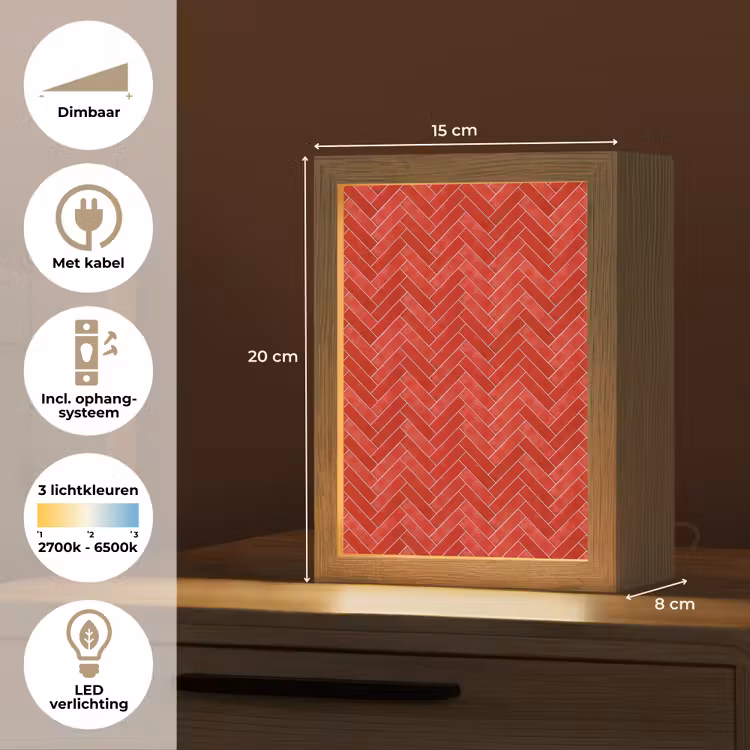 Gepersonaliseerde lightbox - Visgraat - Tegel - Rood — 7