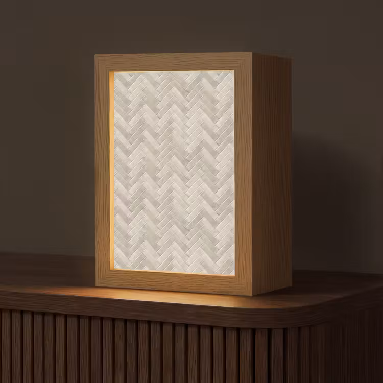 Gepersonaliseerde lightbox - Visgraat - Wandtegel - Beige — 1