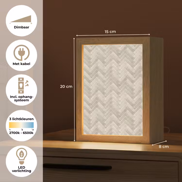 Gepersonaliseerde lightbox - Visgraat - Wandtegel - Beige — 7