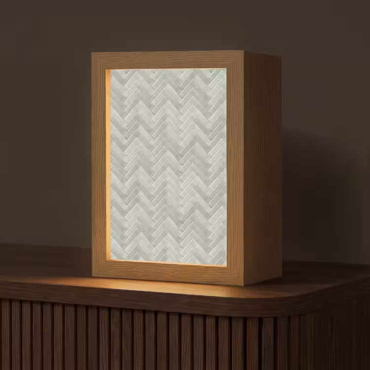Gepersonaliseerde lightbox - Visgraat - Wandtegel - Grijs — 1