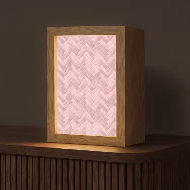 Gepersonaliseerde lightbox - Visgraat - Wandtegel - Lichtroze — 1