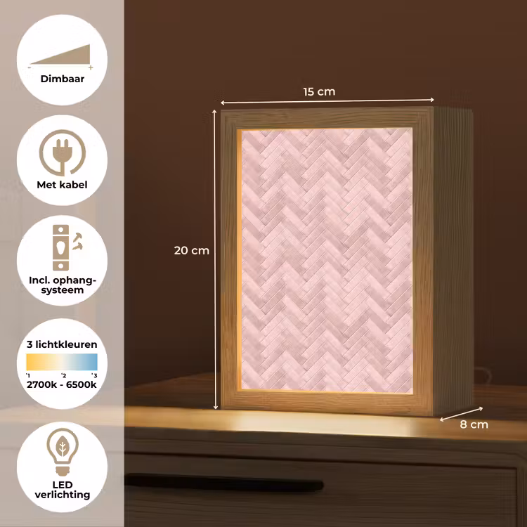 Gepersonaliseerde lightbox - Visgraat - Wandtegel - Lichtroze — 7