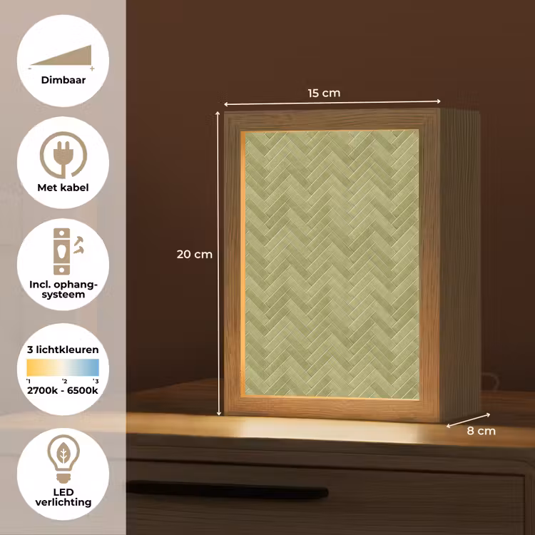 Gepersonaliseerde lightbox - Visgraat - Wandtegel - Olijfgroen — 7