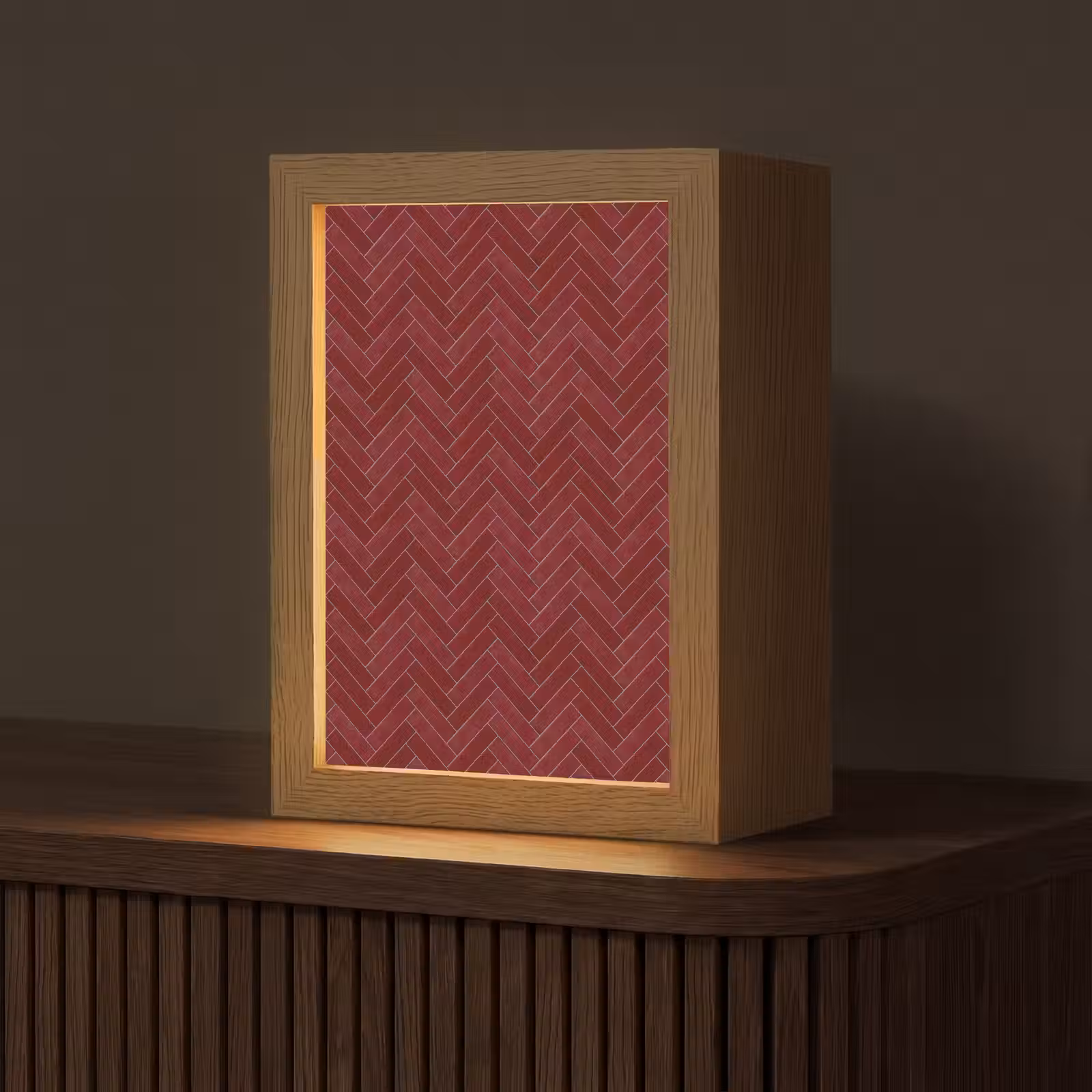 Gepersonaliseerde lightbox - Visgraat - Wandtegel - Bordeaux - Rood — 1