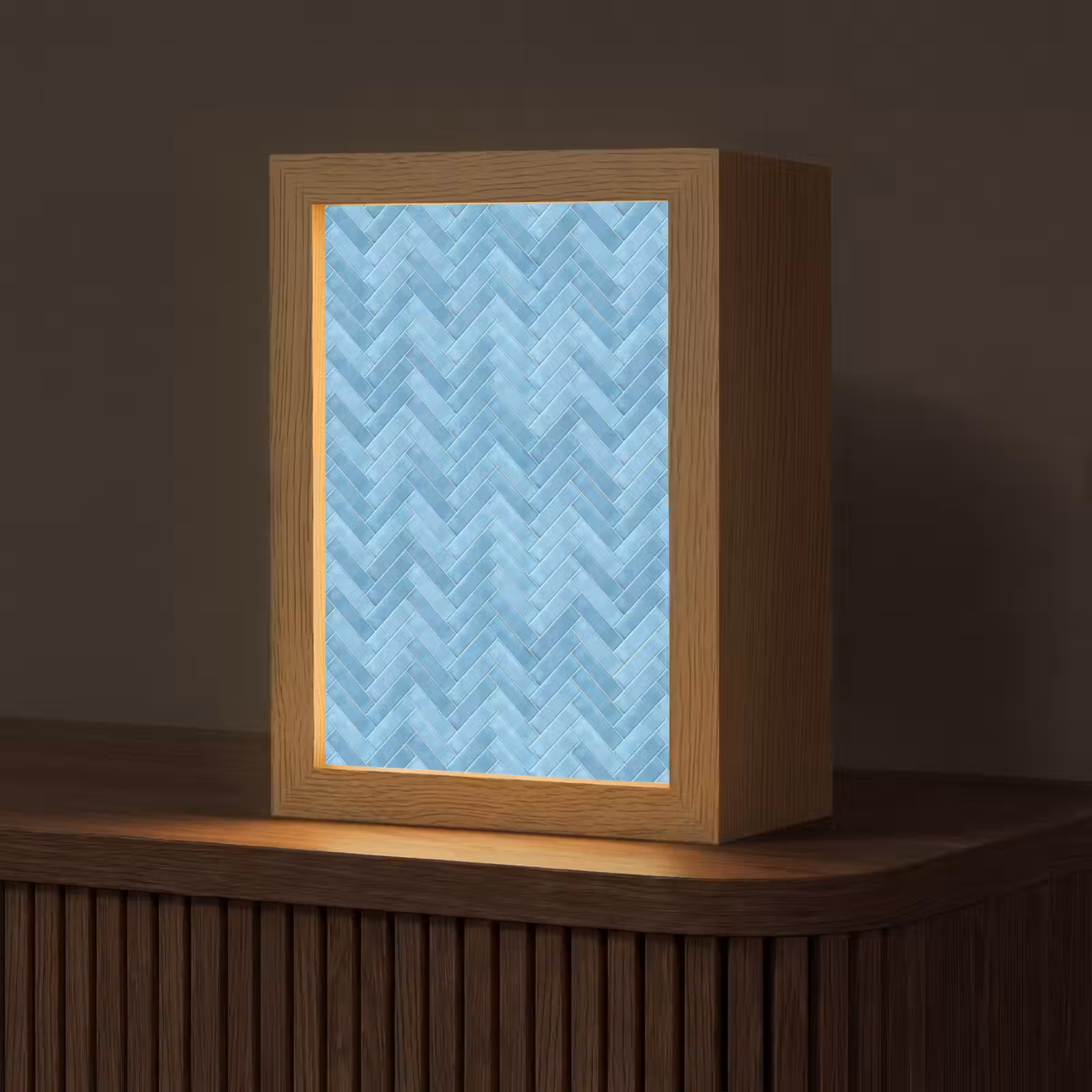 Gepersonaliseerde lightbox - Visgraat - Wandtegel - Lichtblauw — 1