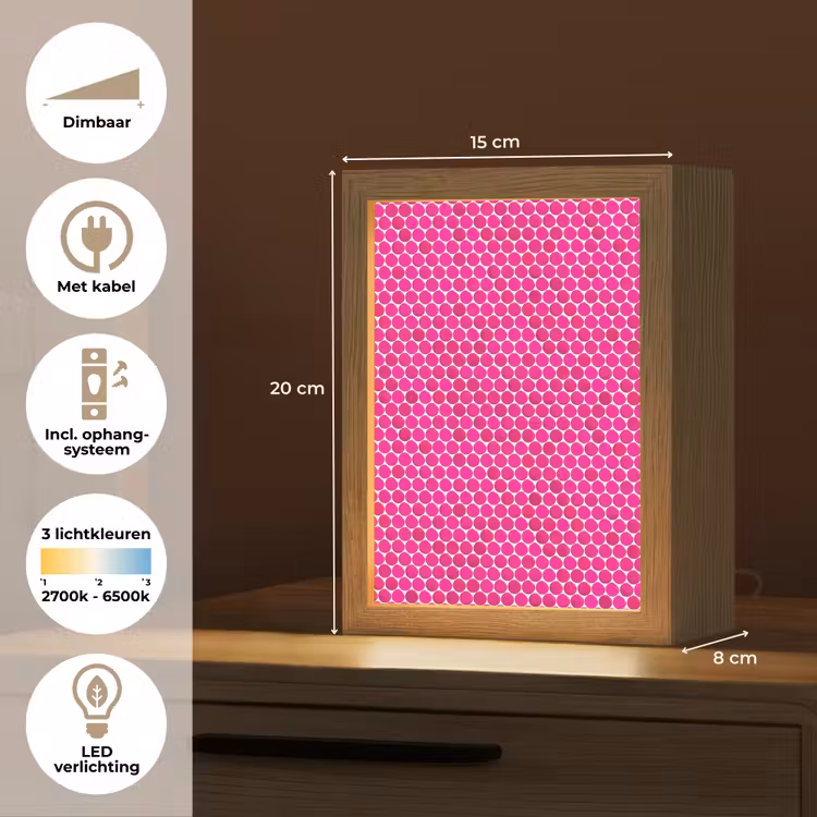 Gepersonaliseerde lightbox - Penny - Mozaïek - Felroze — 7