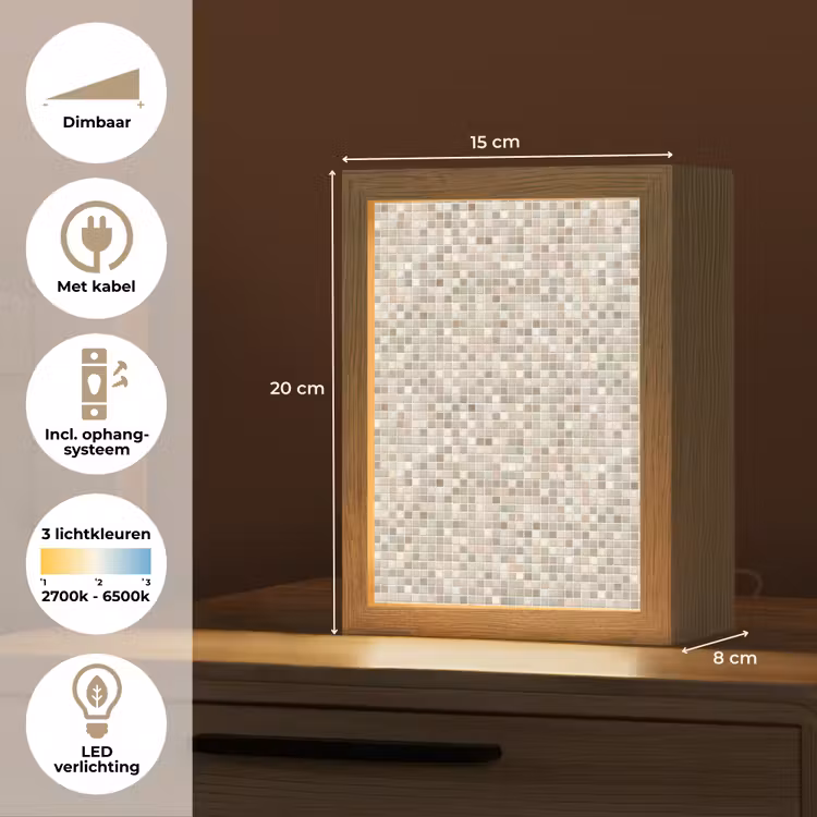 Gepersonaliseerde lightbox - Mozaïek - Patroon- Taupe — 7