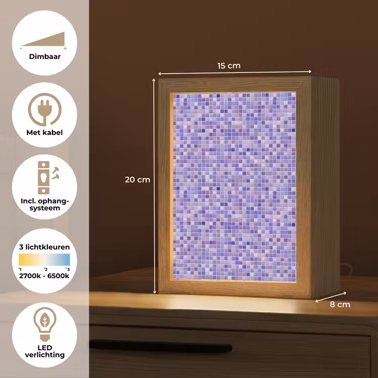 Gepersonaliseerde lightbox - Mozaïek - Tegels - Lila - Amethist — 7