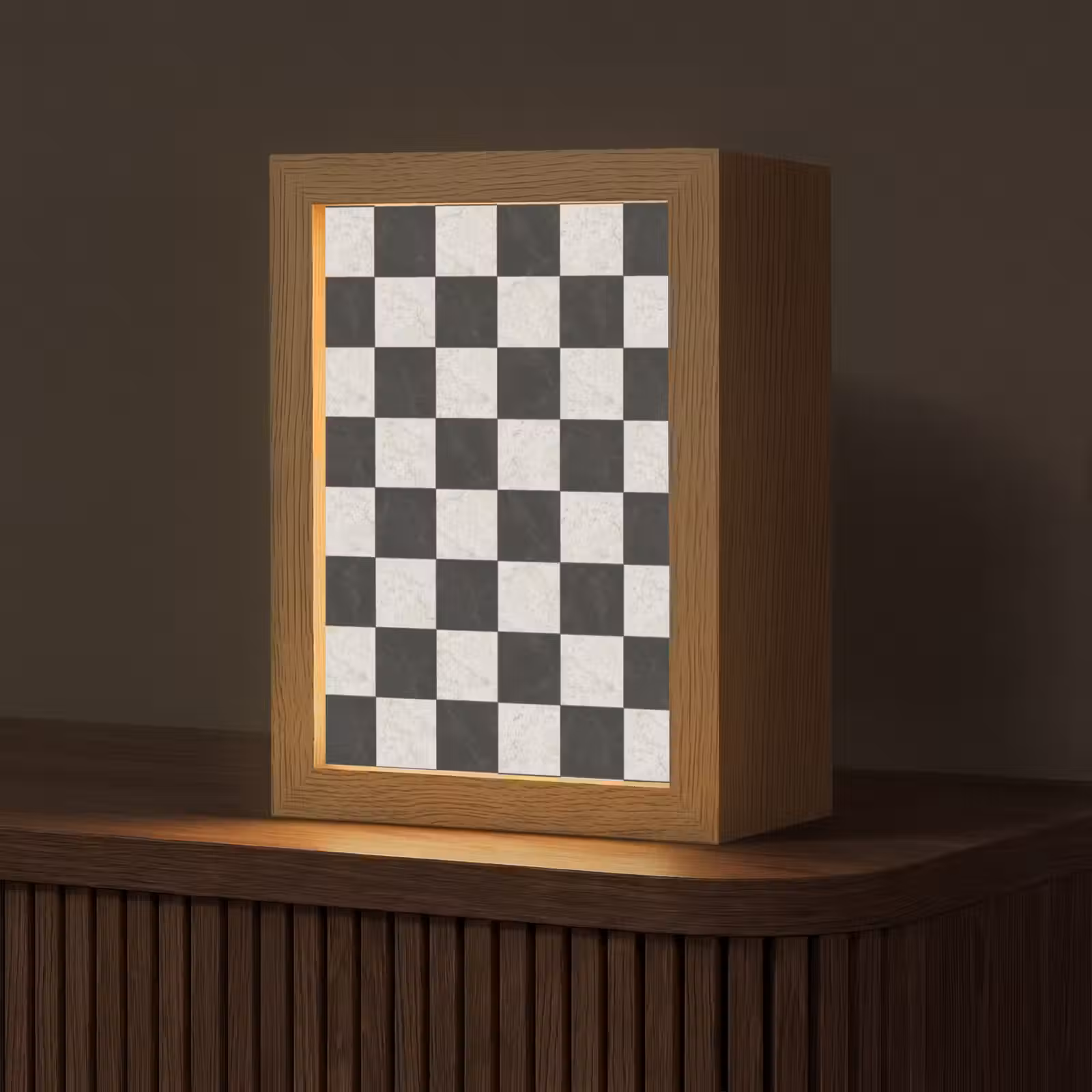 Gepersonaliseerde lightbox - Dambord - Marmer - Zwart - Wit — 1