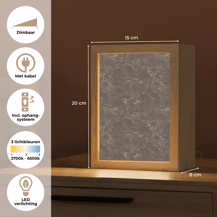 Gepersonaliseerde lightbox - Marmer - Aders - Bruin — 7