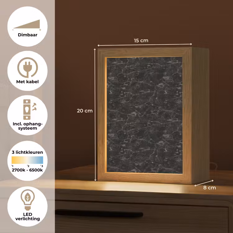 Gepersonaliseerde lightbox - Marmer - Aders - Zwart — 7