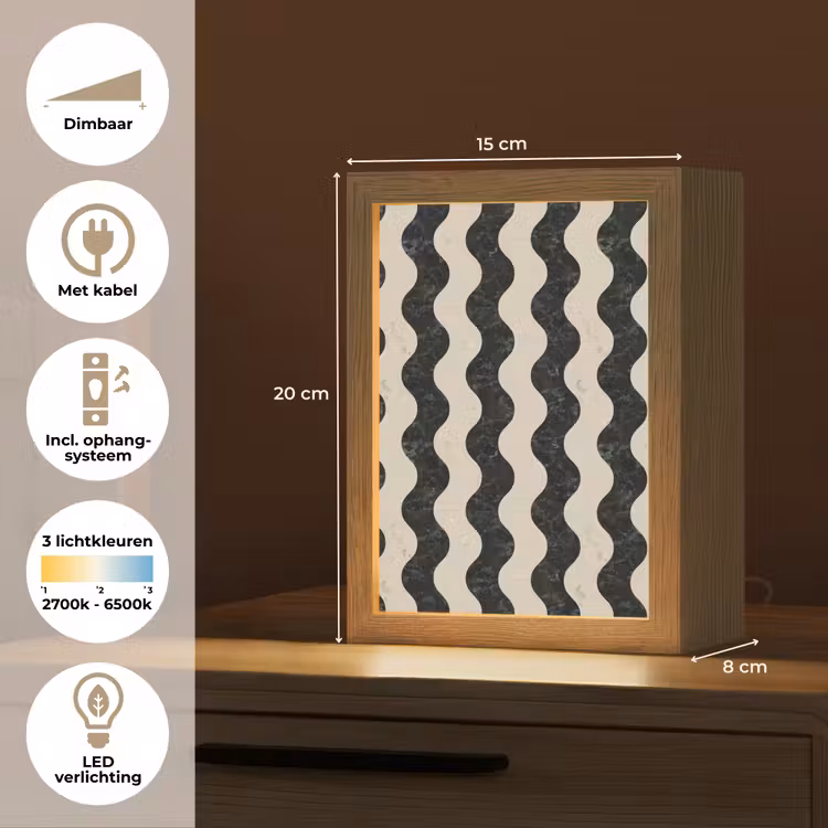 Gepersonaliseerde lightbox - Patroon - Marmer - Groen - Cremé — 7