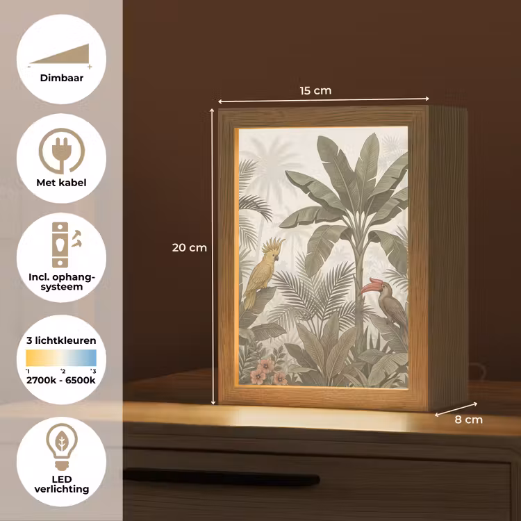 Gepersonaliseerde lightbox - Vogel - Jungle - Tropisch - Illustratie - Groen — 7
