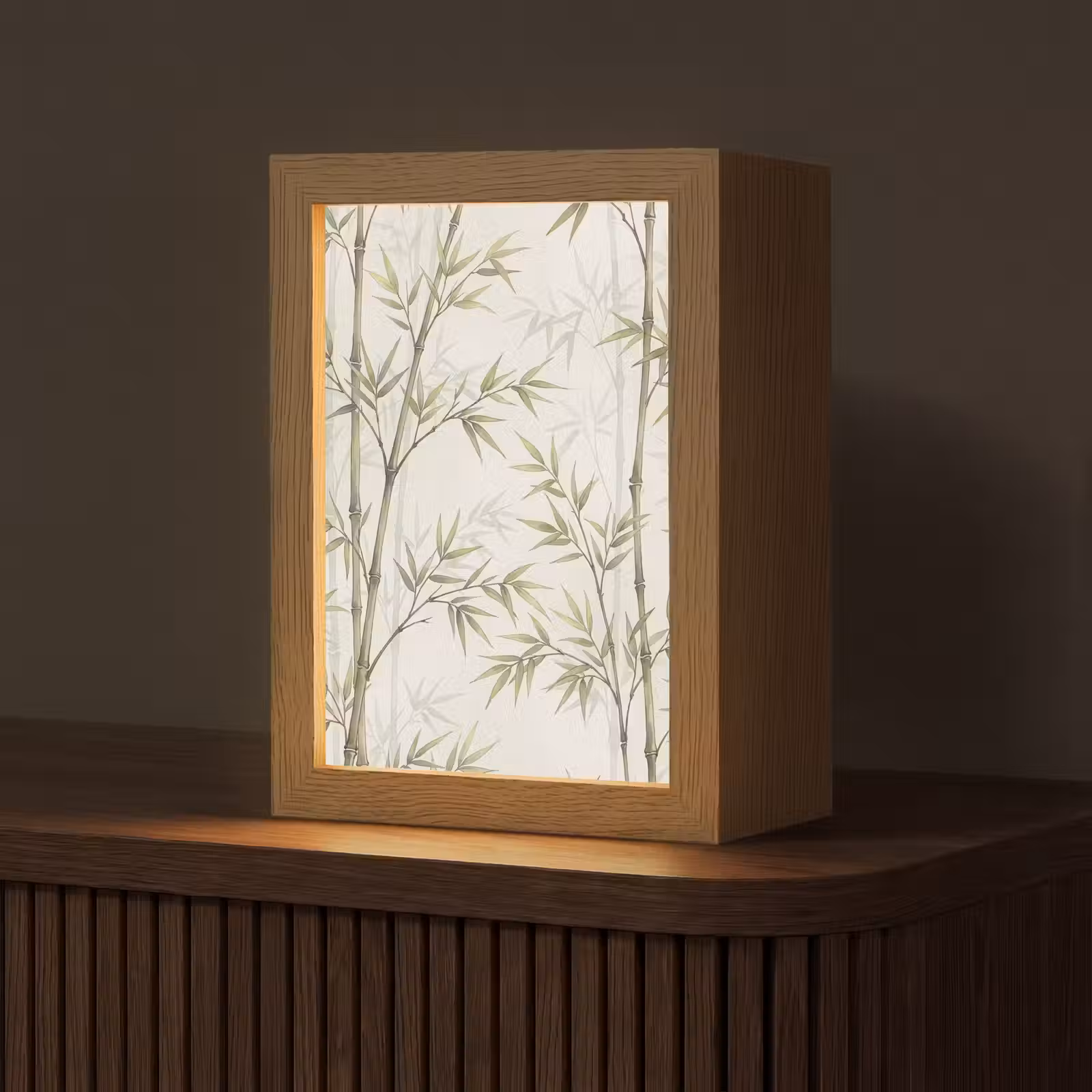 Gepersonaliseerde lightbox - Bamboe - Bladeren - Natuur - Aquarel - Groen — 1