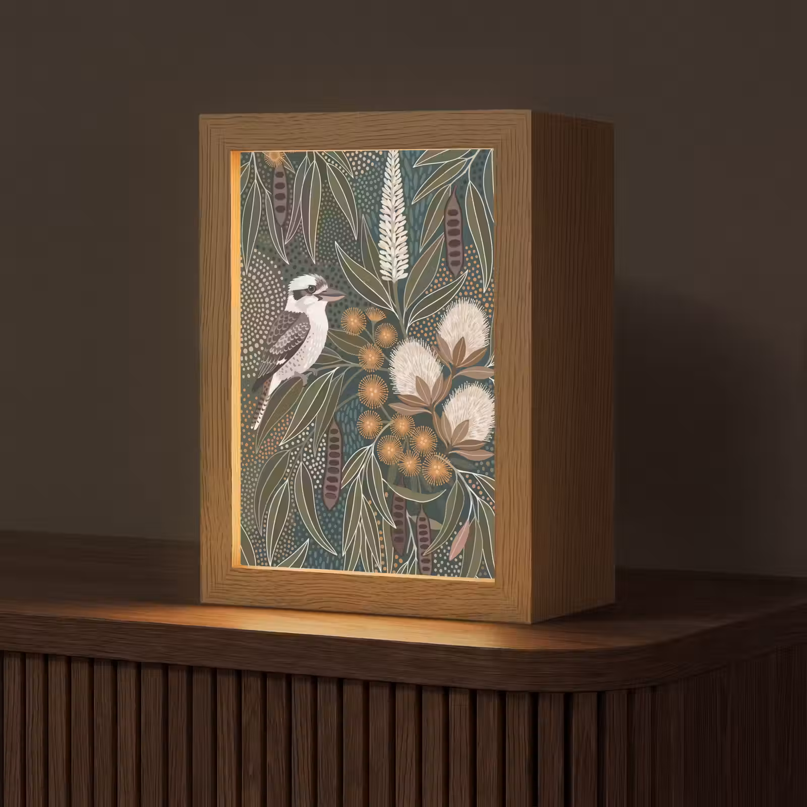 Gepersonaliseerde lightbox - Vogel - Bladeren - Natuur - Illustratie - Groen — 1