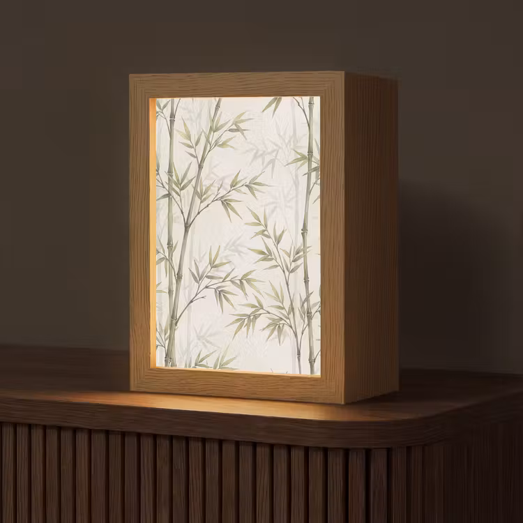 Gepersonaliseerde lightbox - Bamboe - Bladeren - Natuur - Aquarel - Groen — 1