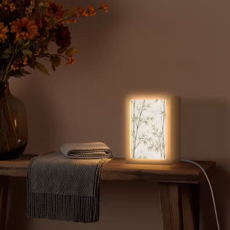 Gepersonaliseerde lightbox - Bamboe - Bladeren - Natuur - Aquarel - Groen — 3