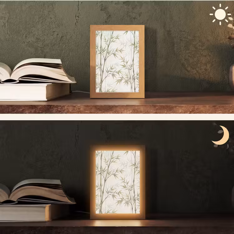 Gepersonaliseerde lightbox - Bamboe - Bladeren - Natuur - Aquarel - Groen — 5