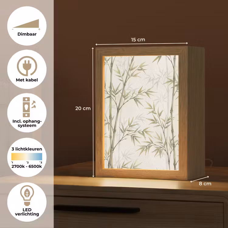 Gepersonaliseerde lightbox - Bamboe - Bladeren - Natuur - Aquarel - Groen — 7