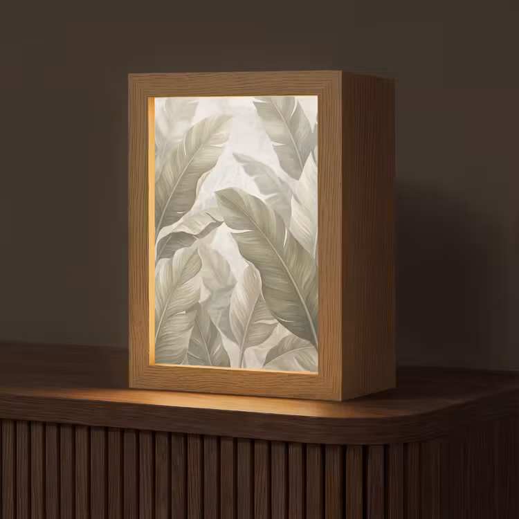 Gepersonaliseerde lightbox - Bladeren - Tropisch - Natuur - Abstract - Beige — 1