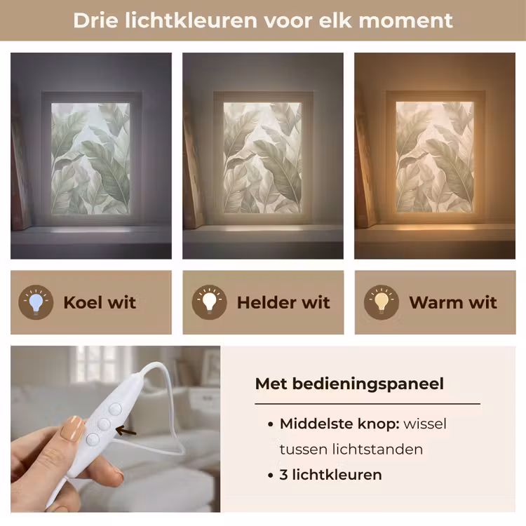 Gepersonaliseerde lightbox - Bladeren - Tropisch - Natuur - Abstract - Beige — 6