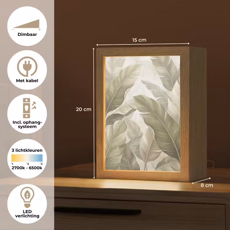 Gepersonaliseerde lightbox - Bladeren - Tropisch - Natuur - Abstract - Beige — 7
