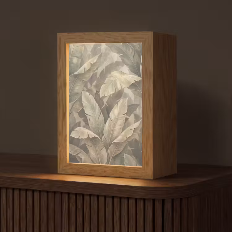 Gepersonaliseerde lightbox - Bladeren - Tropisch - Natuur - Modern - Beige — 1