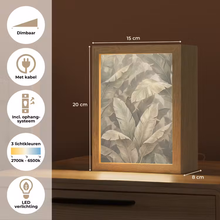 Gepersonaliseerde lightbox - Bladeren - Tropisch - Natuur - Modern - Beige — 7