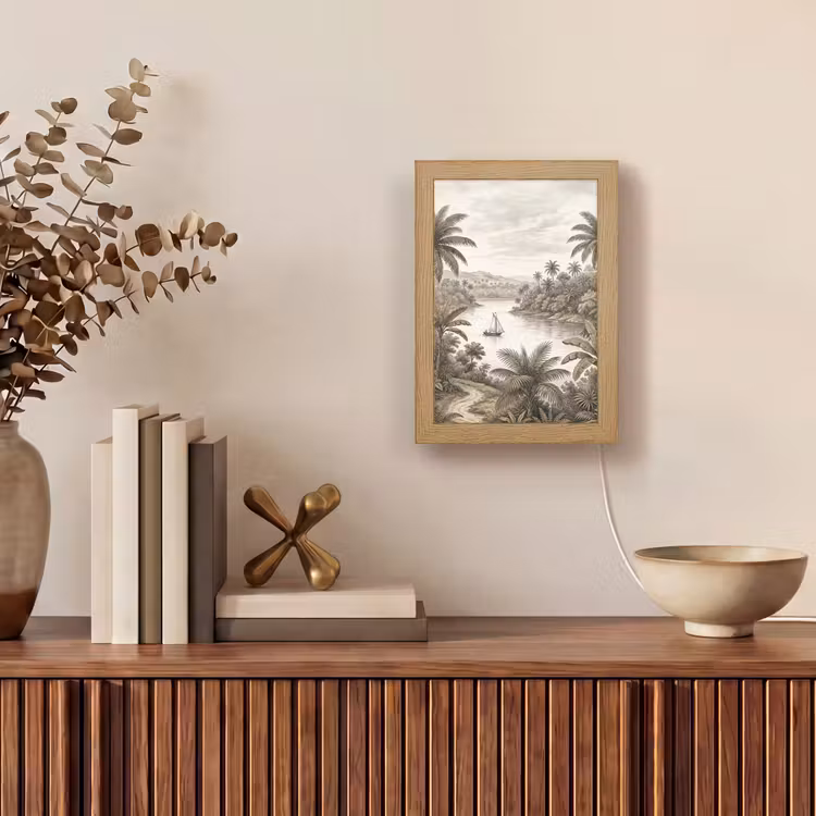 Gepersonaliseerde lightbox - Landschap - Rivier - Boot - Tropisch - Vintage — 4