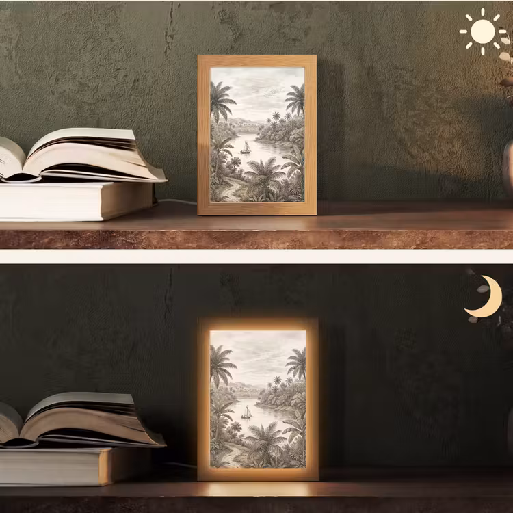 Gepersonaliseerde lightbox - Landschap - Rivier - Boot - Tropisch - Vintage — 5
