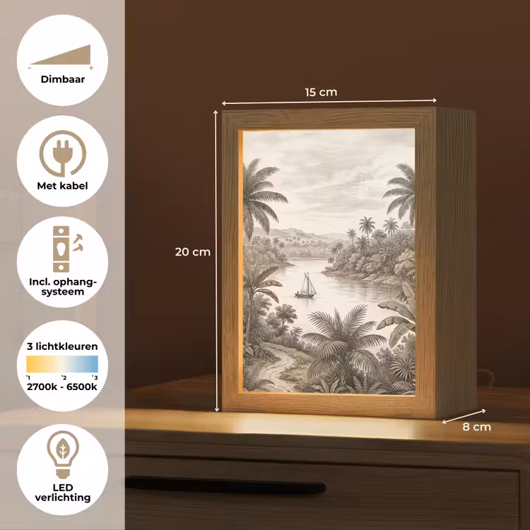 Gepersonaliseerde lightbox - Landschap - Rivier - Boot - Tropisch - Vintage — 7