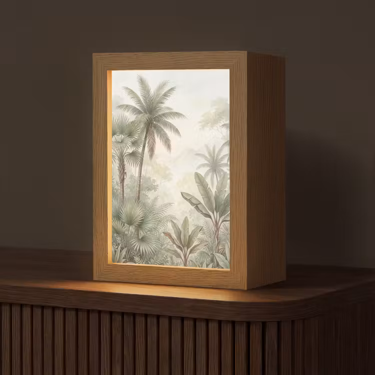 Gepersonaliseerde lightbox - Natuur - Tropisch bos - Landschap - Aquarel - Groen — 1