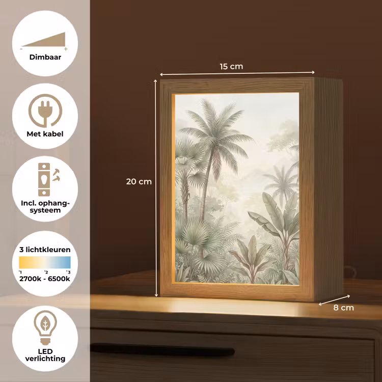 Gepersonaliseerde lightbox - Natuur - Tropisch bos - Landschap - Aquarel - Groen — 7