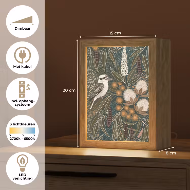 Gepersonaliseerde lightbox - Vogel - Bladeren - Natuur - Illustratie - Groen — 7