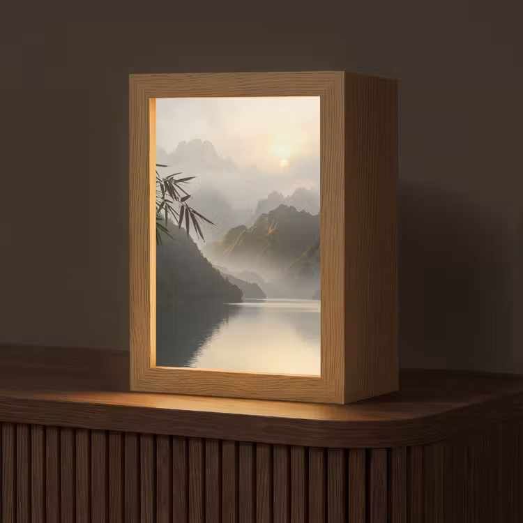 Gepersonaliseerde lightbox - Bergen - Water - Mist - Natuur - Landschap — 1