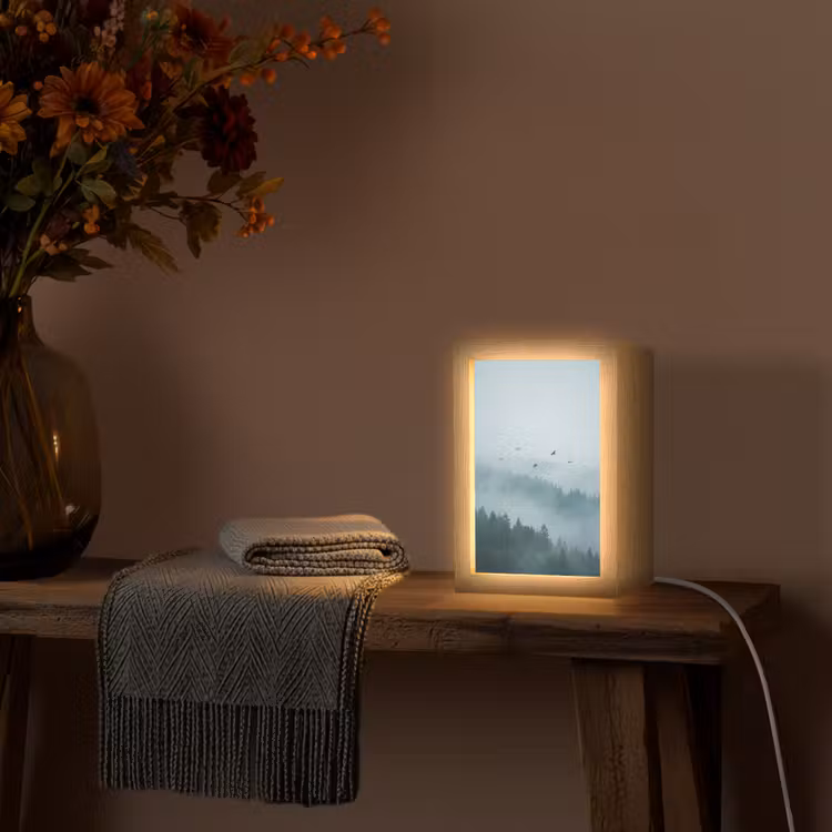 Gepersonaliseerde lightbox - Bos - Mist - Vogels - Natuur - Groen — 3